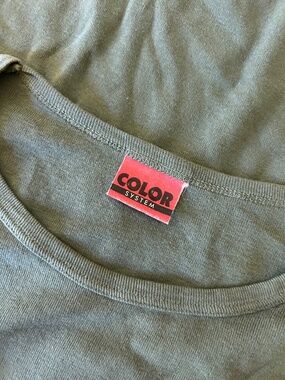 Color System Olive Green Long Sleeve Crewneck Top
